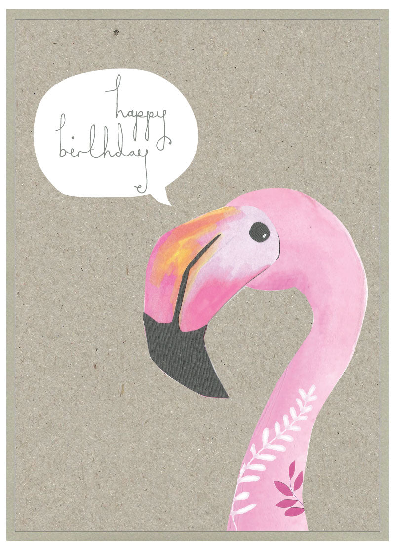 Cinnamon Aitch Quirky Birds & Critters Card FLAMINGO