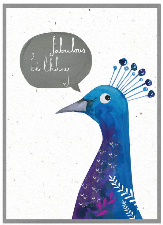 Cinnamon Aitch Quirky Birds & Critters Card PEAFOWL