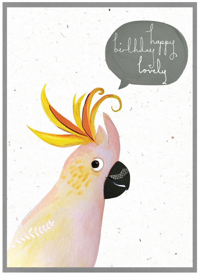 Cinnamon Aitch Quirky Birds & Critters Card COCKATOO