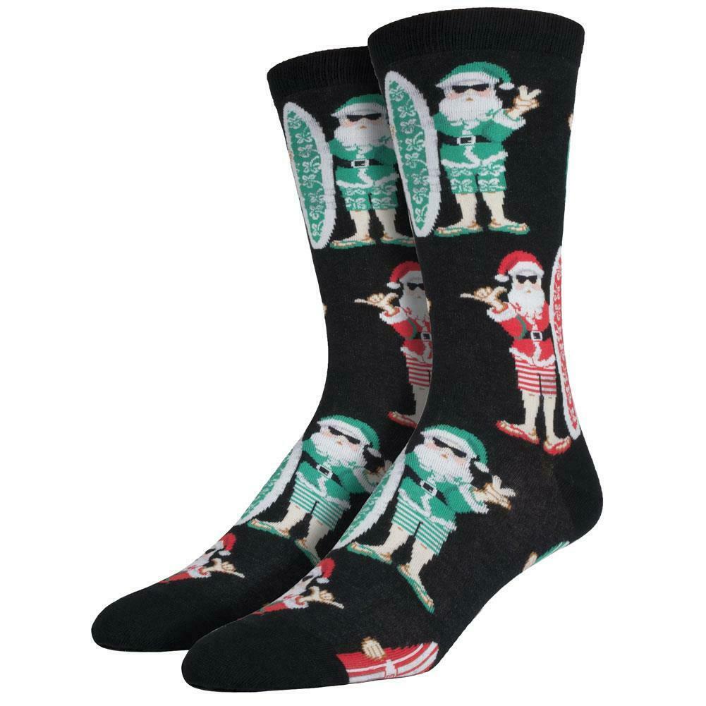 Socksmith Socks Christmas Large (men) SURFING SANTAS black