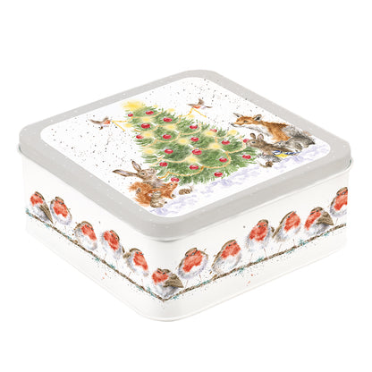 Wrendale Designs Christmas Tin Square WOODLAND ANIMALS