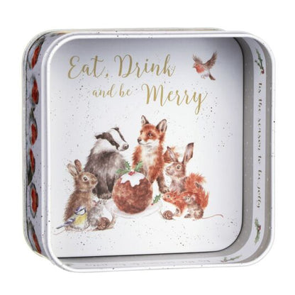 Wrendale Designs Christmas Tin Square WOODLAND ANIMALS