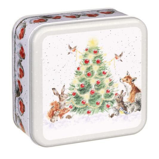 Wrendale Designs Christmas Tin Square WOODLAND ANIMALS