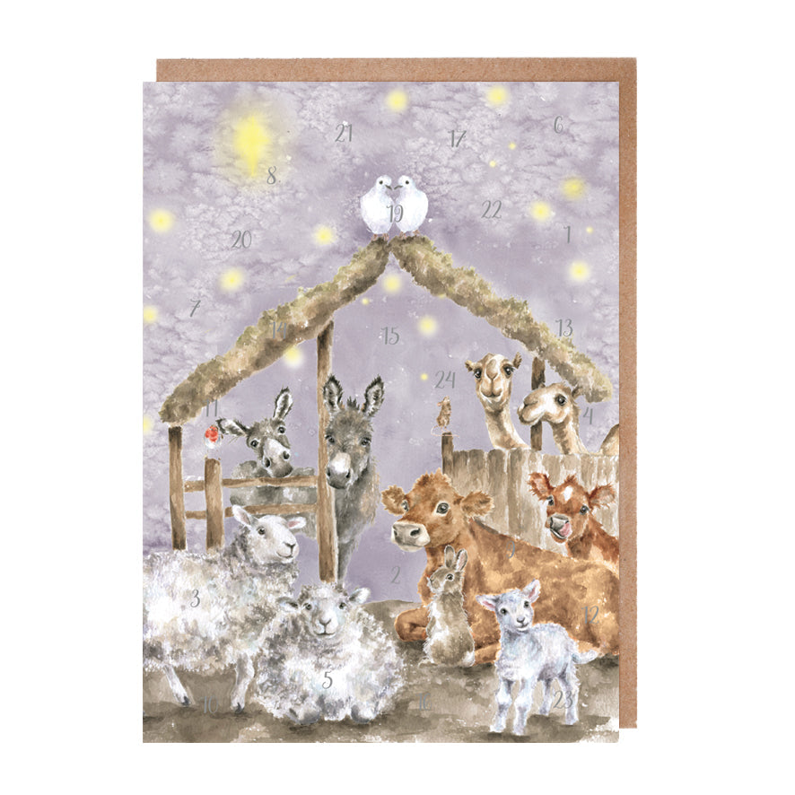 Wrendale Designs Advent Calendar Card FARM ANIMALS