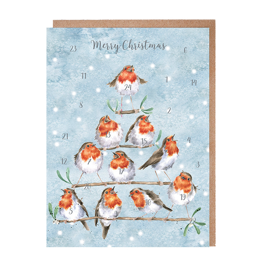 Wrendale Designs Advent Calendar Card ROBINS