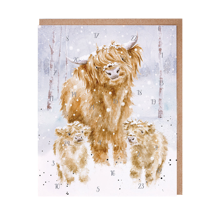 Wrendale Designs Advent Calendar Card HIGHLAND CATTLE