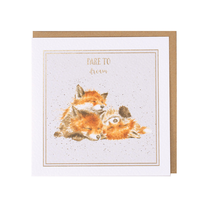 Wrendale Designs card Words of Wisdom Foxes DREAM  