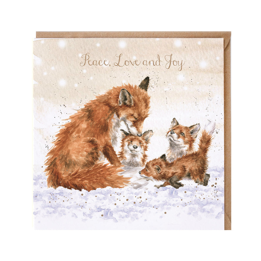 Wrendale Designs Christmas Card single VIXEN & CUBS three