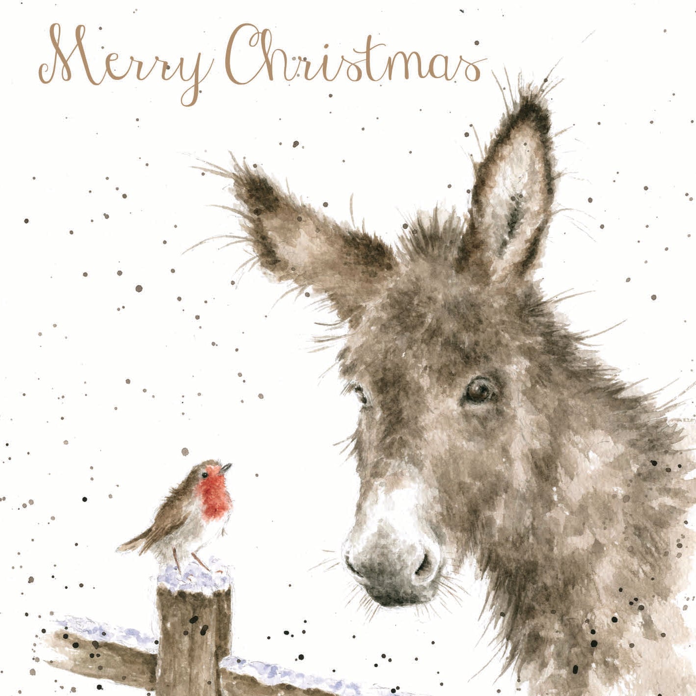 Wrendale Designs Chrsitmas Cards pack 8 DONKEY & ROBIN