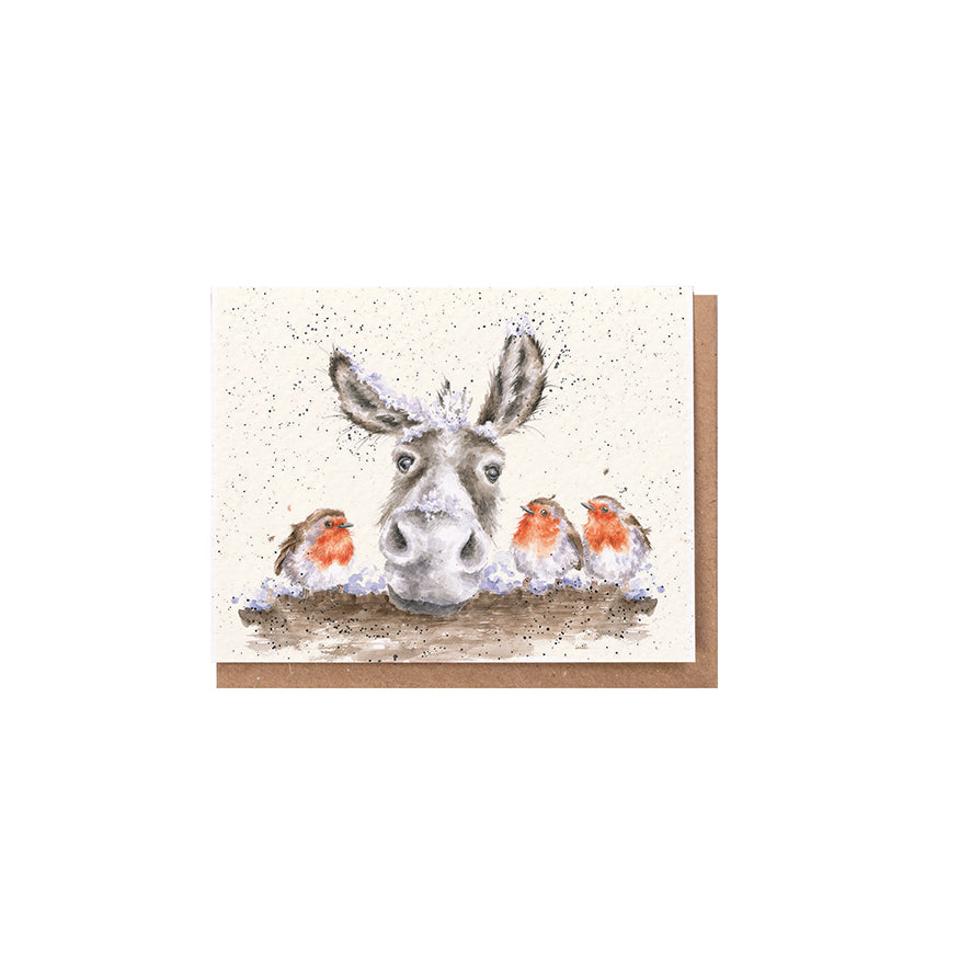 Wrendale Designs Chrsitmas Card Mini DONKEY & ROBINS three