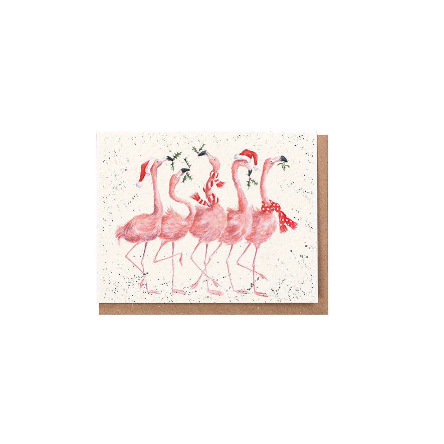 Wrendale Designs Chrsitmas Card Mini FLAMINGOS scarves hats