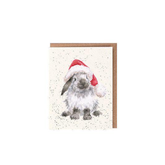 Wrendale Designs Chrsitmas Card Mini RABBIT santa hat