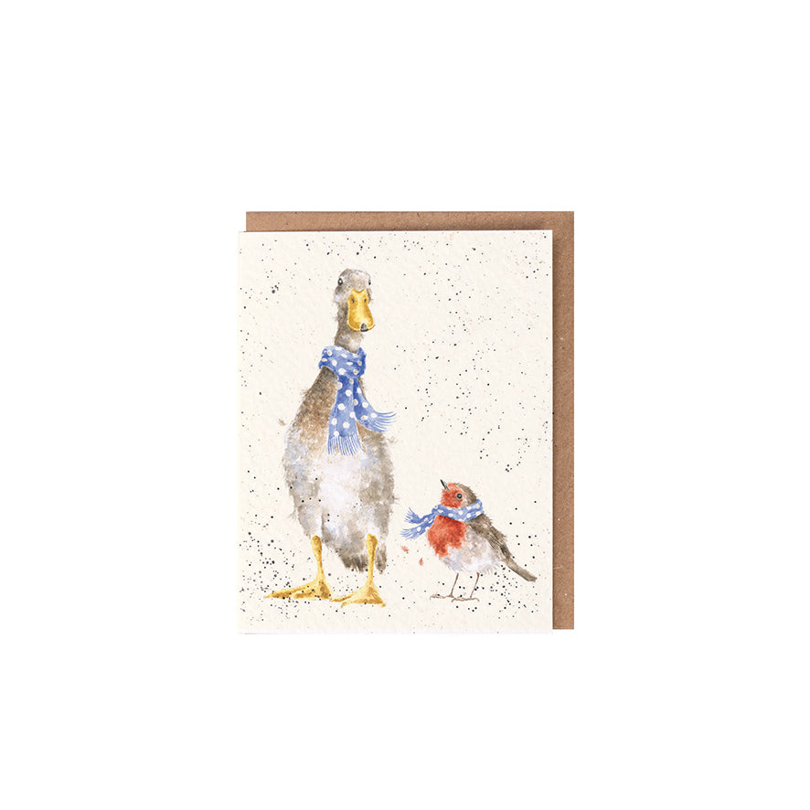 Wrendale Designs Chrsitmas Card Mini DUCK & ROBIN scarves