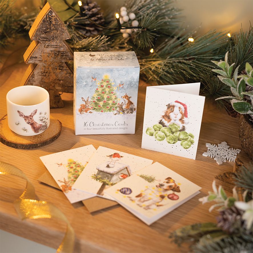 Wrendale Designs Christmas Cards Mini Boxed WOODLAND ANIMALS & TREE ...