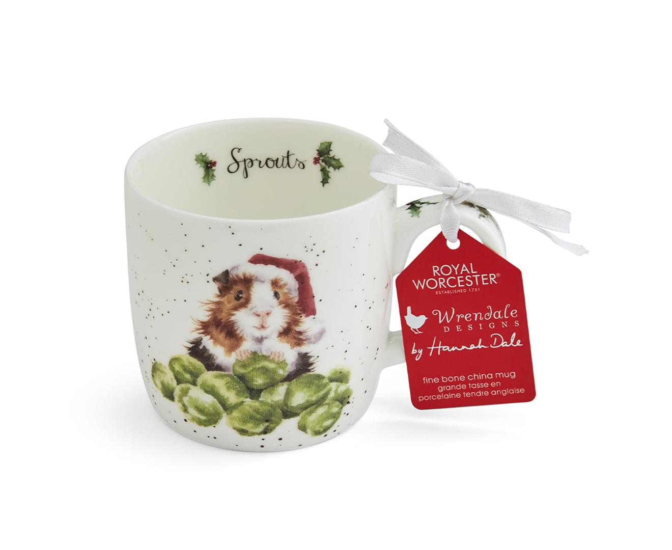 Wrendale Designs Christmas Mug GUINEA PIG sprouts